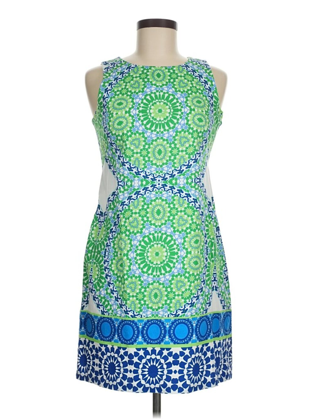 London Times Green Blue Paisley Shift Dress Size 6
